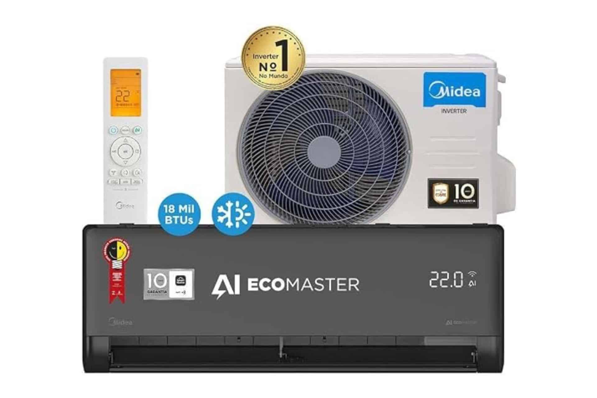 Ar Condicionado Split Inverter Midea AI Ecomaster Black 18000 BTUs Quente e Frio
