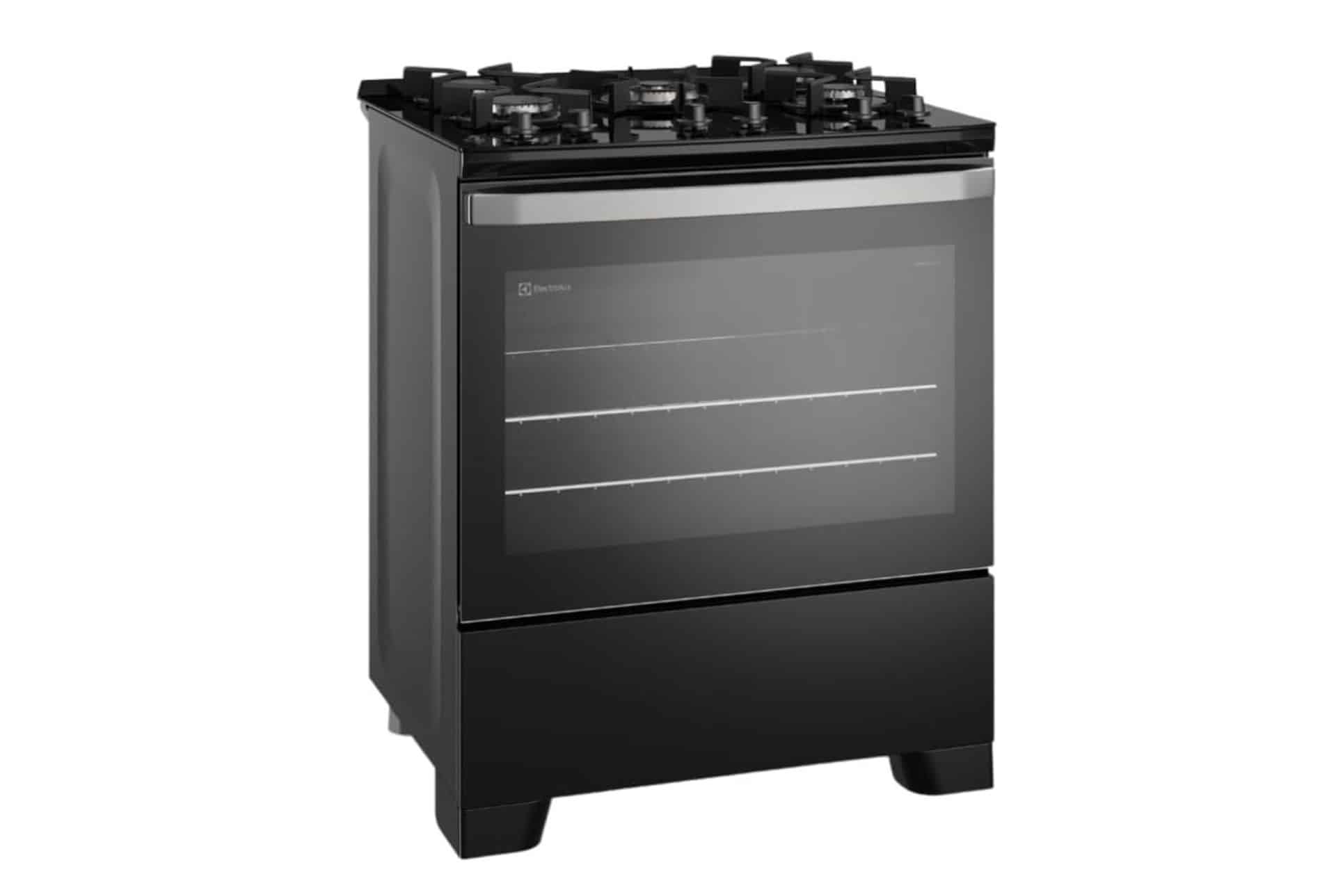 Fogão de Piso 5 Bocas à Gás Electrolux FE5GB Efficient com Mesa de Vidro Preto Bivolt